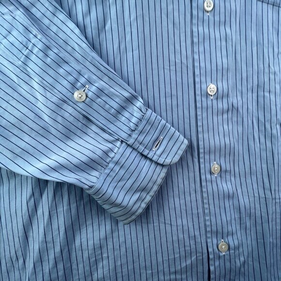 Polo Ralph Lauren MERRIN Men’s Long Sleeve Button Up Shirt Striped Blue Large - Picture 12 of 13